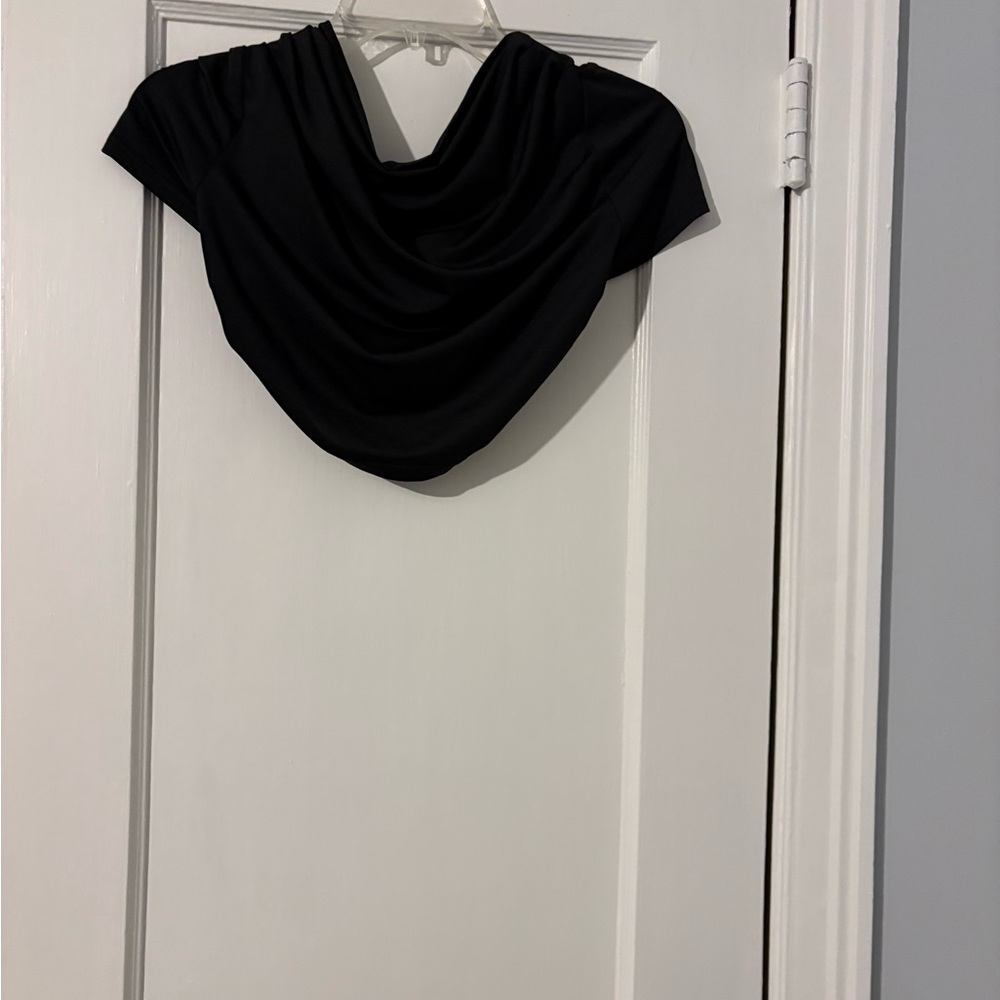Superdown  Black Draped Top with back ties
